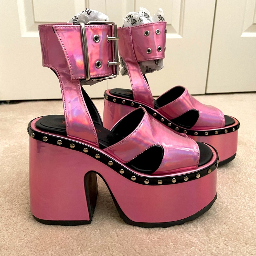 Demonia Camel-102 Pink Vegan Leather